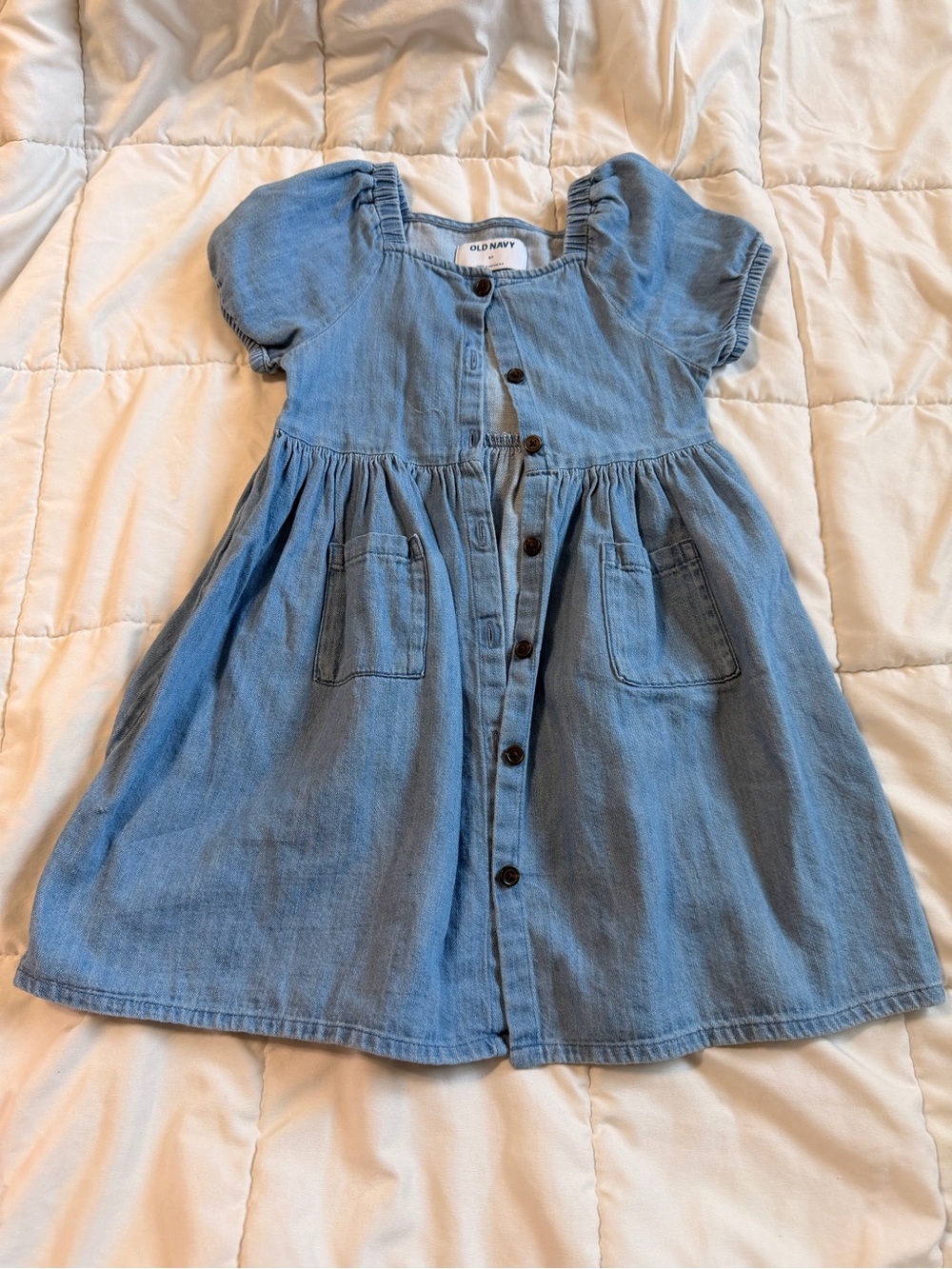 Old Navy Light Denim Blue Button-Front Kids Dress
